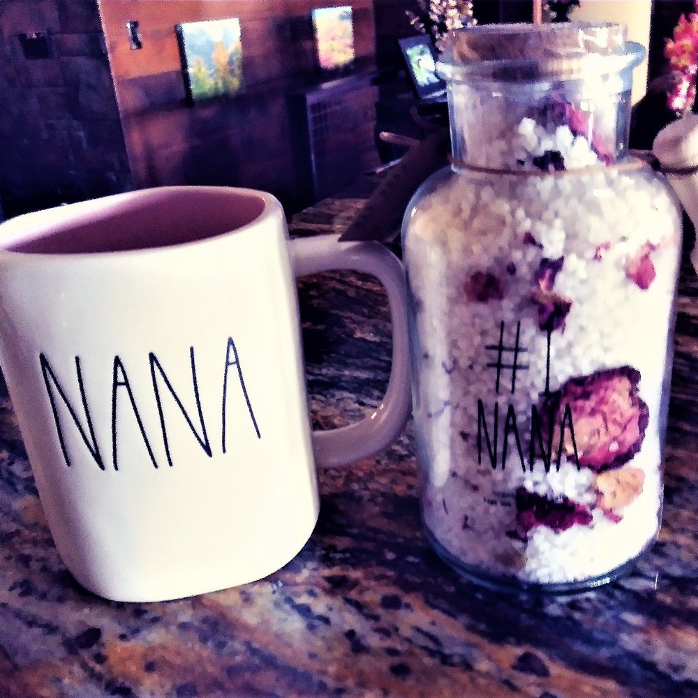 Rae Dunn Nana Mug & #1 Nana Wild Rose Scented Bath Salts